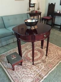 pair half round tables