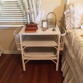 white painted wicker table