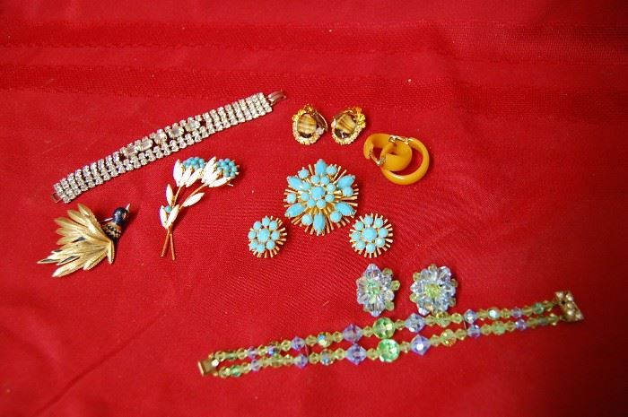 Vintage Costume Jewelry, Rhinestones, Bakelite