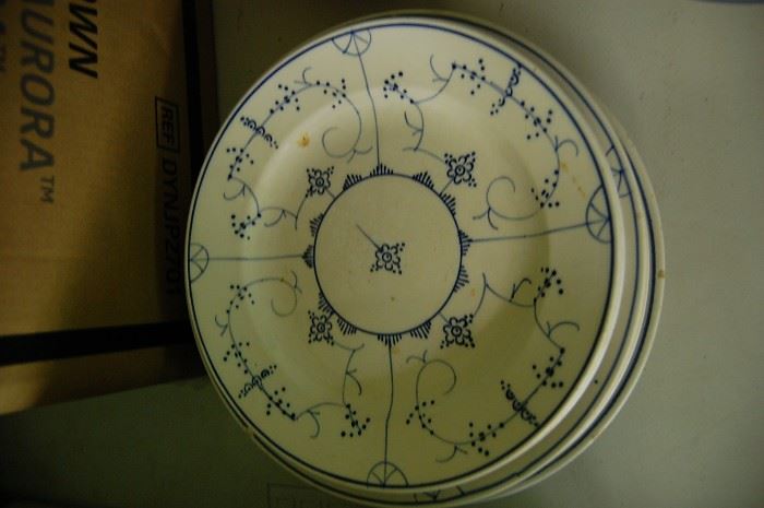 Blue Onion Ware Plates, Antique