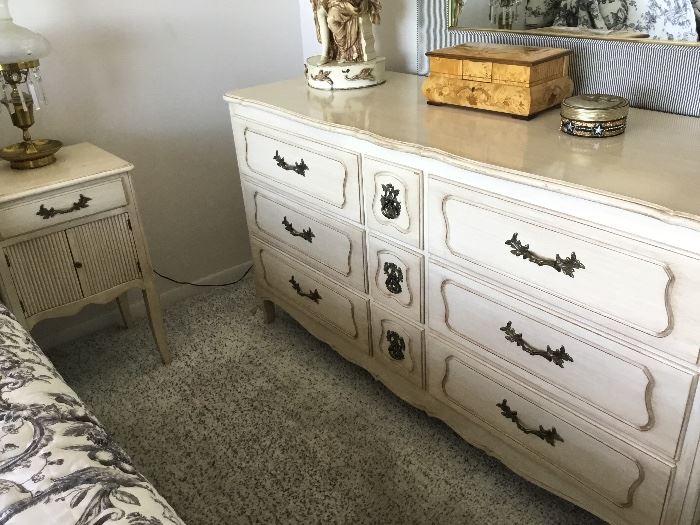 Mid century bedroom set dresser $475. Two matching bedside tables $100 each