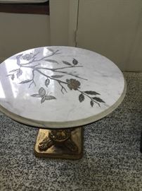 Marble etched gold leaf table $185