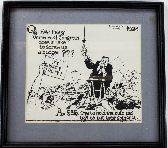 Political Cartoon from Congressman Dan Rostenkowski's Estate. Chicago, Illinois U.S. Politics