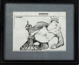Political Cartoon from Congressman Dan Rostenkowski's Estate. Chicago, Illinois U.S. Politics