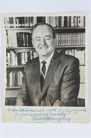 Hubert Humphrey signed photo from Congressman Dan Rostenkowski's Estate. Chicago, Illinois U.S. Politics