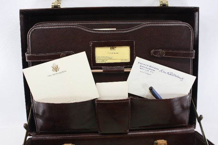 Personal well-used briefcase with original stationery from Congressman Dan Rostenkowski's Estate. Chicago, Illinois U.S. Politics