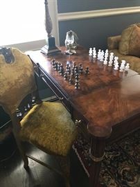 Theodore Alexander Game Table and French Chair
