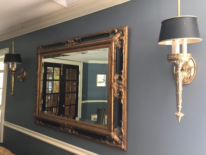 Pair of Sconces and Mirror 
