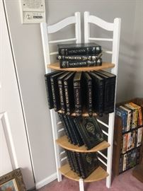 wooden corner shelf, Encyclopedias