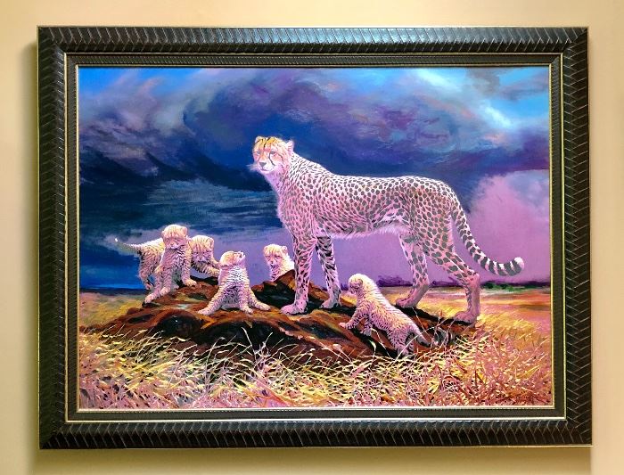"A Proud Mother Cheetah" by John Pelletier Signed Numbered Giclee Edition w/Paperwork!