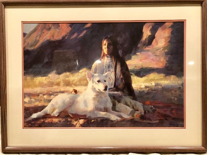Print on Paper "Woman Who Dreamed of the White Wolf" by Tom Darro