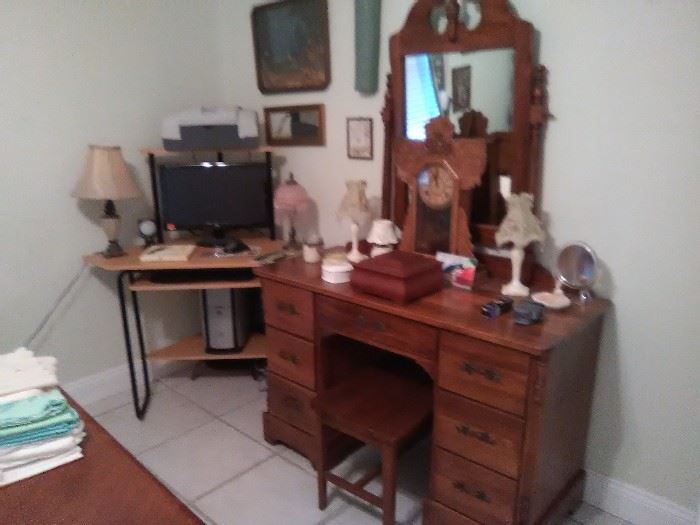 desk and vintage vanity