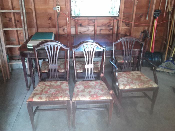 bargain dining room set and buffet, needs little tlc