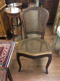 HV. French Provincial Louis XV-style Caned Side Chair.
