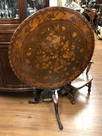 HV. Antique Dutch Marquetry Tilt-Top Table.