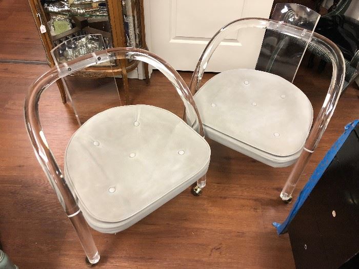 Miami. Pair of Lucite Club Chairs.