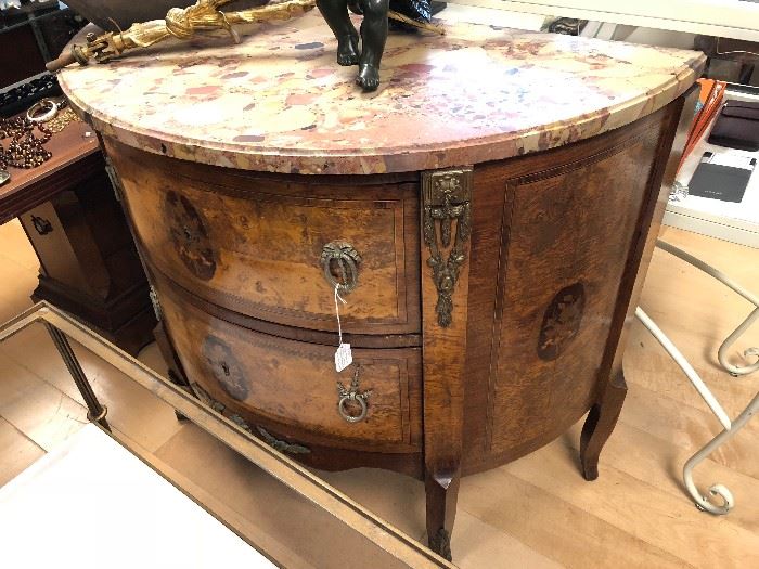 HV. Demilune Commode with Breccia Marble Top, c. 19th century.