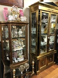 Mercantile. French Vitrine and Mastercraft Brass Cabinet. Glass & Crystal: Lalique, Bohemian, Moser, American Brilliant Cut, Murano and Venetian, Webb, and much more.