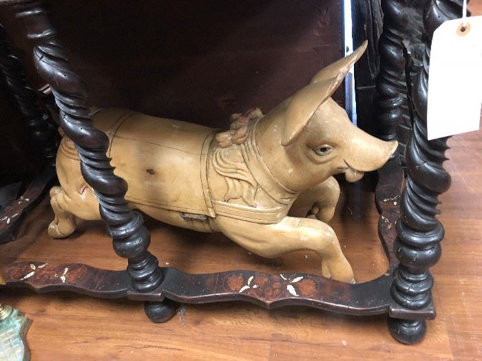 19th-century French Wood Carousel Pig