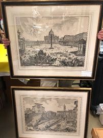 After Piranesi, c. 20th century framed prints.