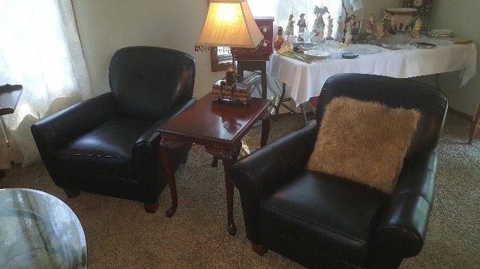 Pair Leather Chairs 