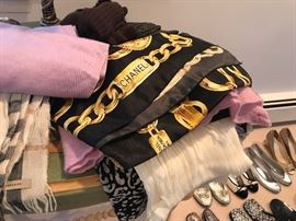 Designer scarves by Chanel, Gucci, etc