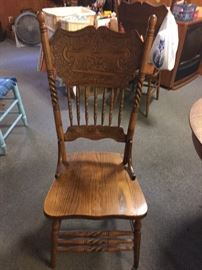 There are six of these sturdy chairs that have a big claw foot dining table to match.  COME BY TODAY AND MAKE AN OFFER ON THESE GREAT CHAIRS!