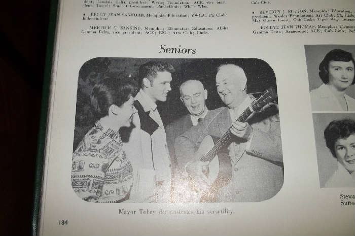 Elvis in 1955 Memphis State College yearbook