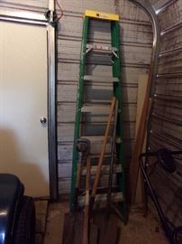 Utility Ladder + Shovels and Yard Tools