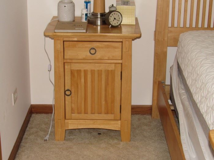 Comes with the matching night stand with a drawer and storage space underneath.