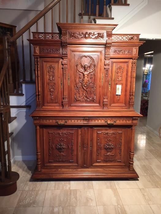 Stunning Antique Hand Carved Cabinet  