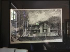 Wm Crook litho. Frank Lloyd Wright’s Dana House, Springfield 
