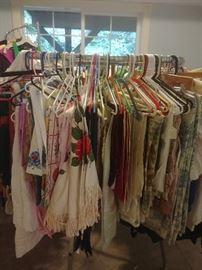 Vintage and contemporary table clothes, napkins, curtains, and bed sets