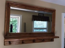 English pine mirror with pegs