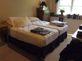 Pair of pillow top twin mattresses
