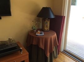 Pair of matching glass top and tables