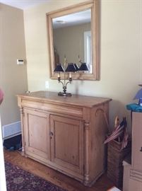 English Pine sideboard with matching mirror