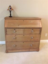 English pine slant front desk