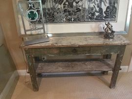 Antique distressed pine / sofa table