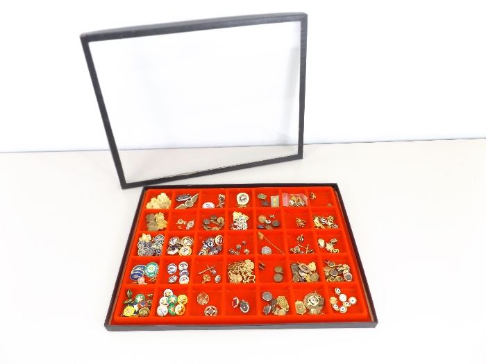 NOT your Average Pins Collection in Glass Covered Case
