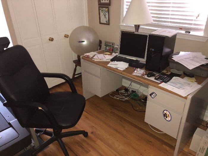 STEEL CASE OFFICE DESK, OFFICE CHAIR, METAL FILE CABINET