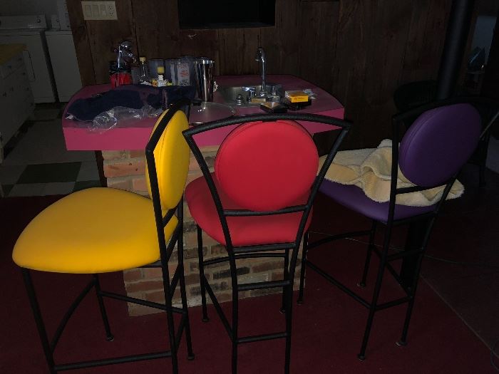 3 THREE COLORFUL BARSTOOLS