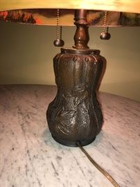 CLOSE UP VIEW OF TABLE LAMP BASE FOR WINDMILL REVERSE PAINTED LAMP