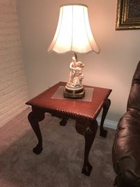ORNATE CHIPPENDALE STYLE MAHOGANY TABLE WITH BALL AND CLAW FEET