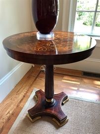 Antique inlay pedestal round table