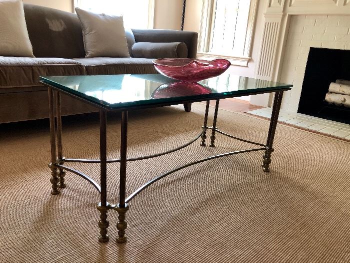 Bronze Coffee Table with Antique Mirror Top ca. 1940