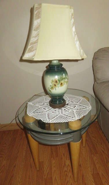 Pair Antique Ceramic Floral Lamps