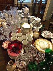 China, Mikasa, Waterford crystal, depression glass, Lenox.
