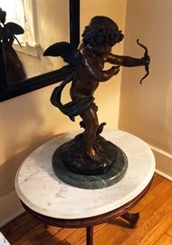 Jean-Antoine Houdon (1741-1828) Cast bronze sculpture of Cupid.