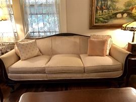 Long upholstered sofa, excellent condition.